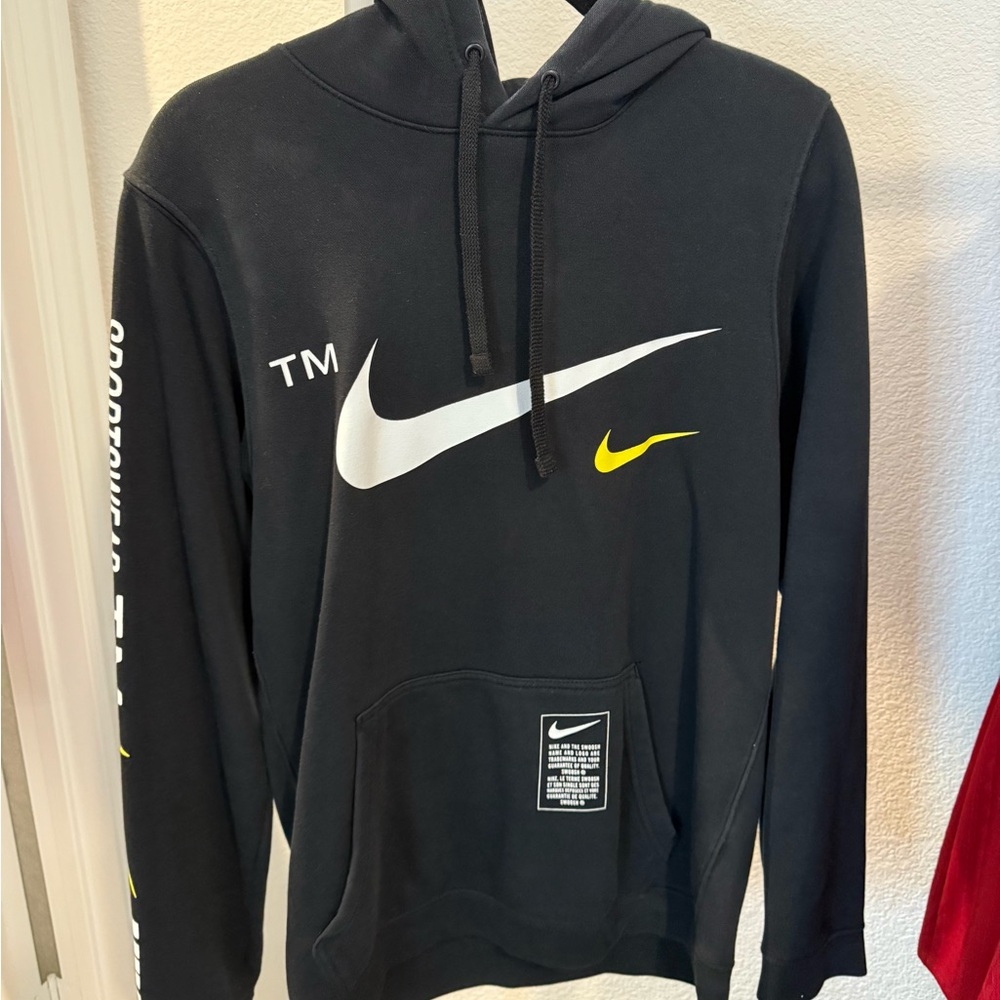 Nike Black Hoodie with White and Yellow Details